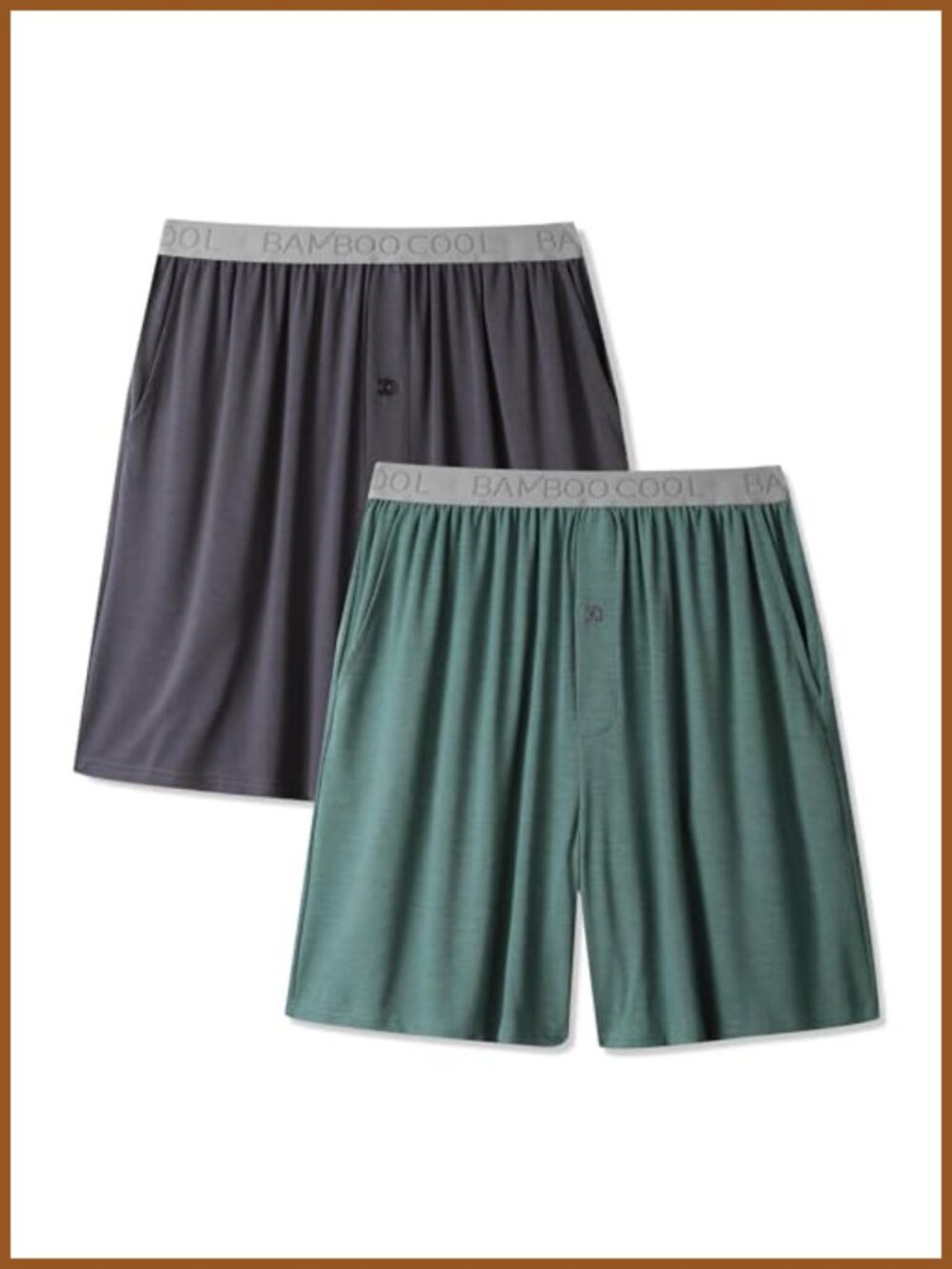 Men's Pajama Shorts Sleep Bottoms with Pockets 2 Pack Bamboo Viscose